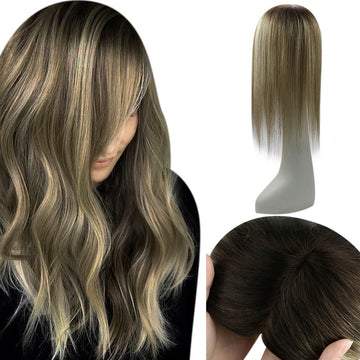 Lace Human Hair Toppers Wig Best Hairpieces For Women Hair Loss Thinning Bald Blonde Color #3/8/22 (13cm*13cm) - FShine Shop